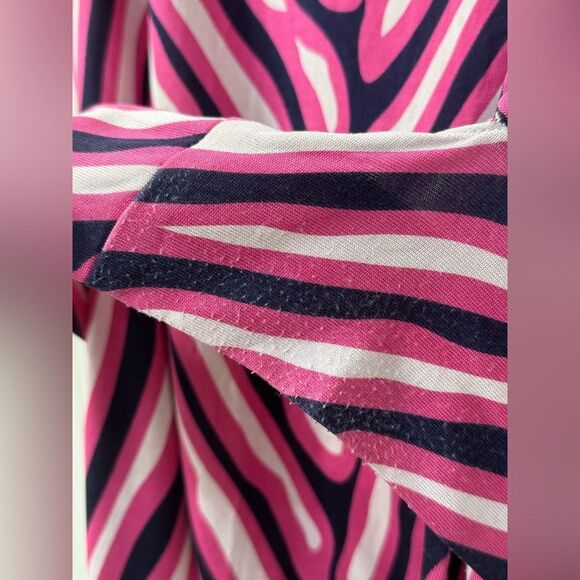 Diane Von Furstenberg Pink Black Stripe Wrap Silk Dress size 6 - Picture 13 of 16